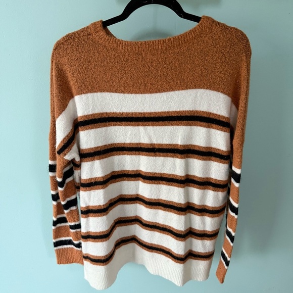 Staccato Women's Sweater in Brown, White, and Black Stripes - Picture 5 of 6